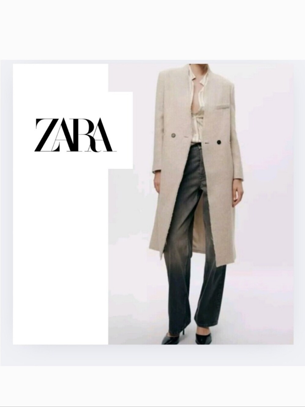 NWT✨ZARA✨ 100% Wool Cream Coat - Size Small